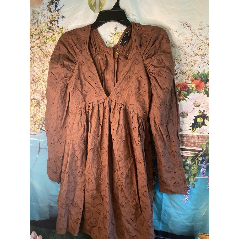 Asos Design Brown Eyelit Dress Size 4